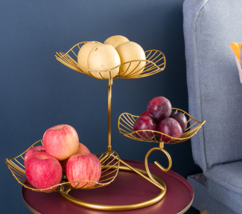 Powder Coated Anti Corrosion 0.8KG Steel Fruit Basket Three Storey