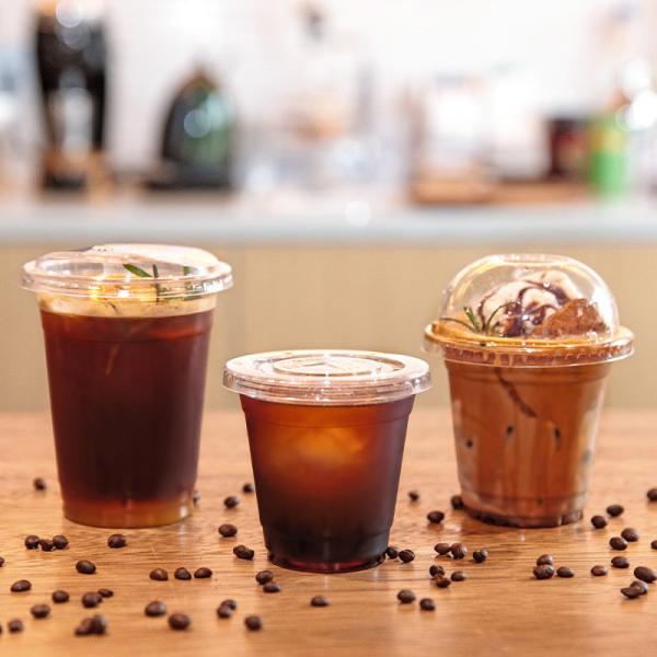Comércio por grosso 95mm Copo de plástico transparente PET Copo de bebida descartável para gelo Suco de café Boba