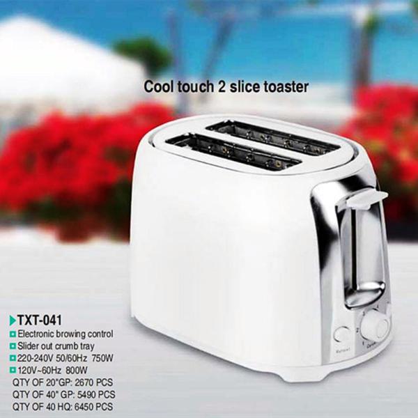 750W Power Stainless Steel Toaster with Cool Touch and Mechanical Timer Control