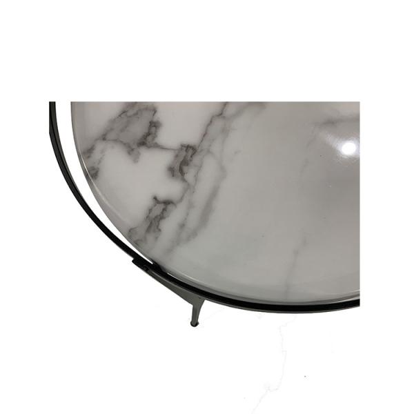iron with powder coating white and black marble top coffee table for living room, small tea table, side table