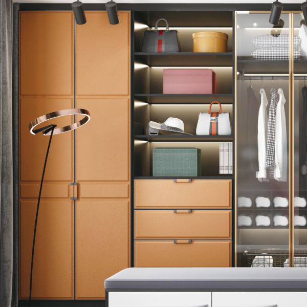 Mjmhd CYLD-010 Puerta de armario de estilo Shaker personalizable - Tabla de partículas certificada ENF de 22 mm con laminado de PVC, banda de borde de aluminio, resistente a la humedad para dormitorio y armario modernos