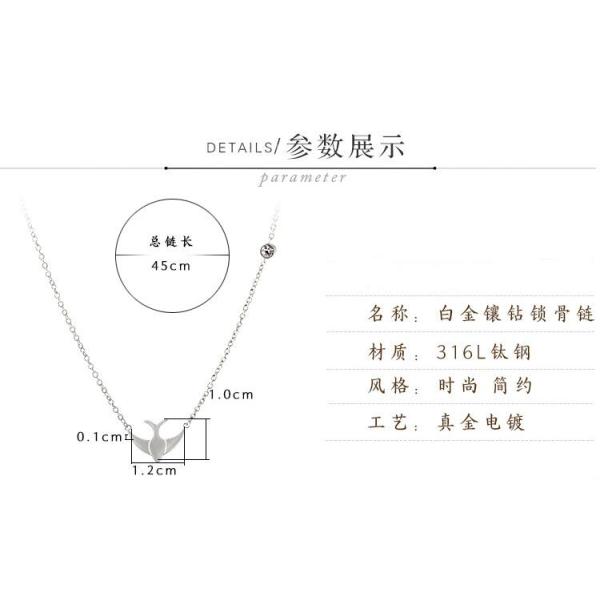 Fashion Jewelry Stainless Steel Bird Shaped Women Necklace Silver color Chain Necklace