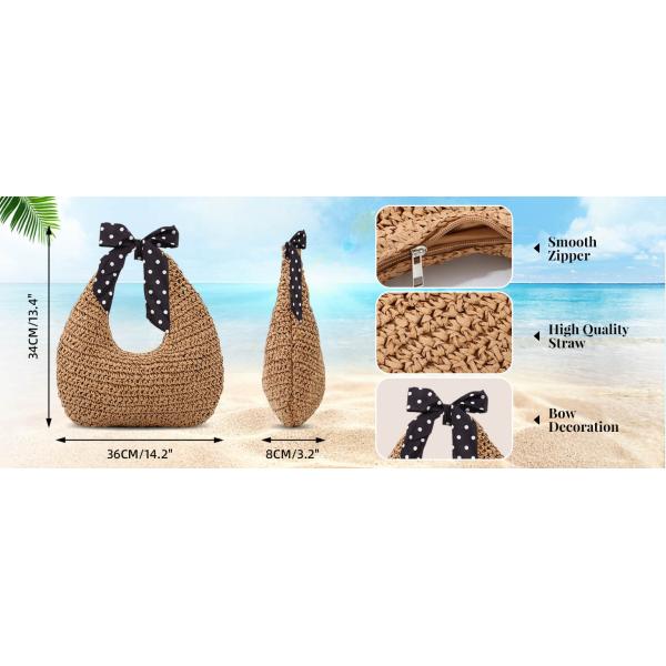 Crochet Raffia Knot Handbags Summer Beach Straw Knot Bag Fashion Summer High Quality Ladies Crochet Raffia Straw Beach Bag Tote Bag Striped Big Hand Bags