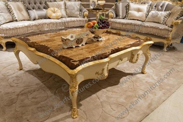Vintage Marble Top Ottoman Coffee Table FC-126B