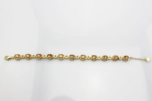 Gold Plated Silver with 5x7mm Oval Champagne Citrine and Clear Cubic Zircon Tennis Bracelet(B06CHAMPAGE)