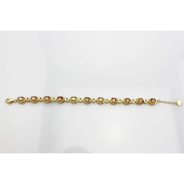 Gold Plated Silver with 5x7mm Oval Champagne Citrine and Clear Cubic Zircon Tennis Bracelet(B06CHAMPAGE)