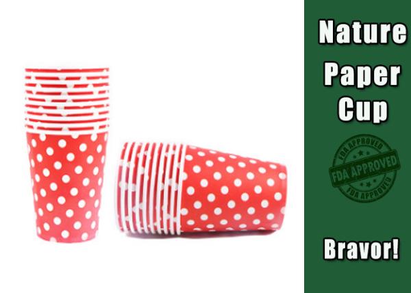 Eco Friendly Hot Liquid Paper Cups , PE Coated Thermal Paper Cups Dot Pattern