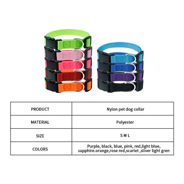 Nylon Dog Collar Secure Comfortable Pet Management multiple colors custom