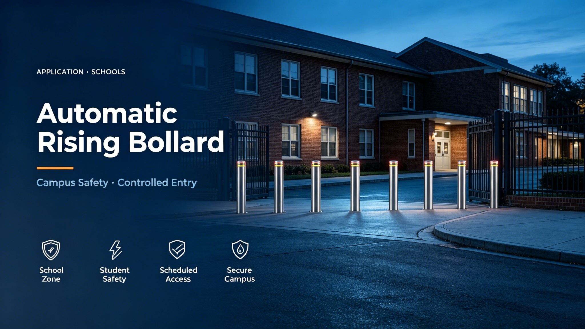 Impact Resistant Rising Security Bollards Ideal for Preventing Unauthorized Vehicle Entry and Securing Sensitive Areas