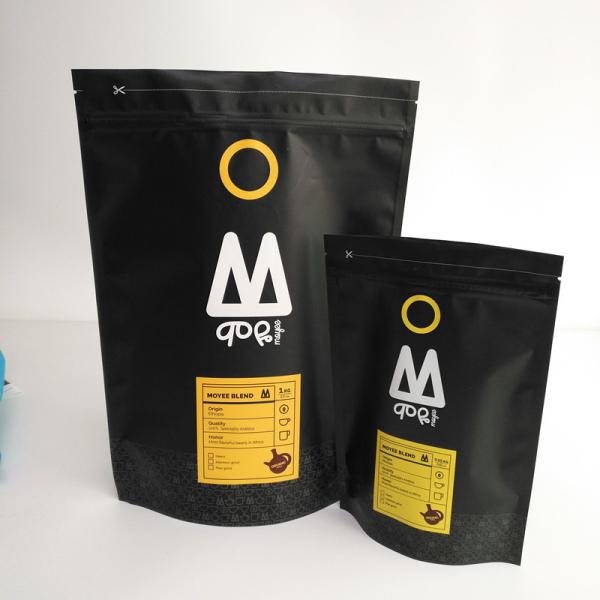 1 quilograma 500 gramas 250 gramas levanta-se o saco de empacotamento do café matte preto com zíper superior e folha de alumínio dentro dos sacos