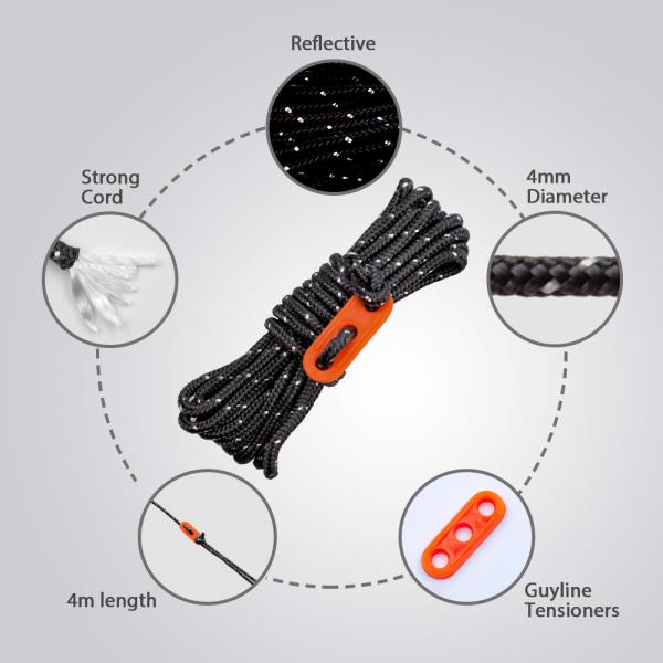 Nylon Polyester 100g Reflective Tent Guy Lines