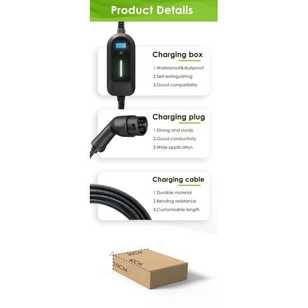 IEC 62196 Portable Ev Charger 220V 7KW MAX 32A SAE J1772 GBT 20234