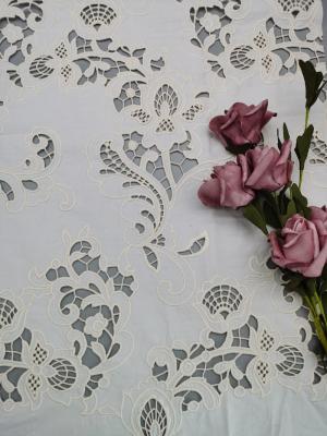 100% Cotton Embroidered Eyelet Fabric Laser Cut 3D Embroidery Patch By Leafy
