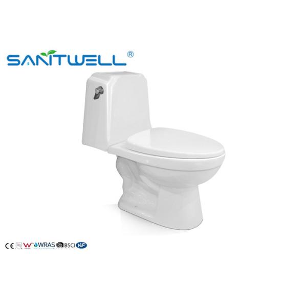 P Trap One Piece Toilet 720 * 380 * 730mm Ceramic Material White Color SWC2821