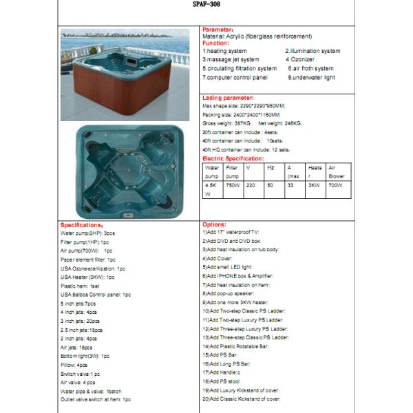 hot tub ,Outdoor Bathtub,swim spa,whirlpool,bahtub ,hot bathtub,swing pool  SPAF-308