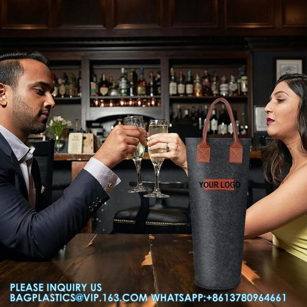 Felt Bags, Felt Carrier, Felt Handle Bags, Felt Bottle Wine Carrier Bag Padded Wine Handler Wedding Gift Package