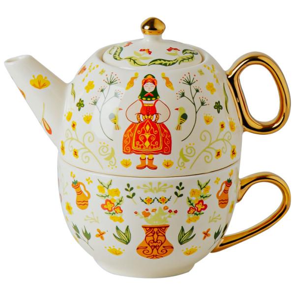 Single Teapot And Cup Set Porcelain Individual Tea Set With Wedding Gift Cup And Saucer