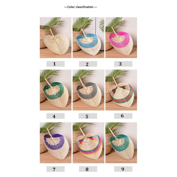 2020 Pure Handmade DIY Heart Shaped Bamboo Woven Summer Cooling Hand Fan