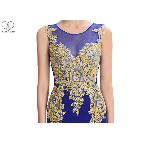 Velvet Fishtail Long Mermaid Style Prom Dress Gold Lace Sleeveless Open Back