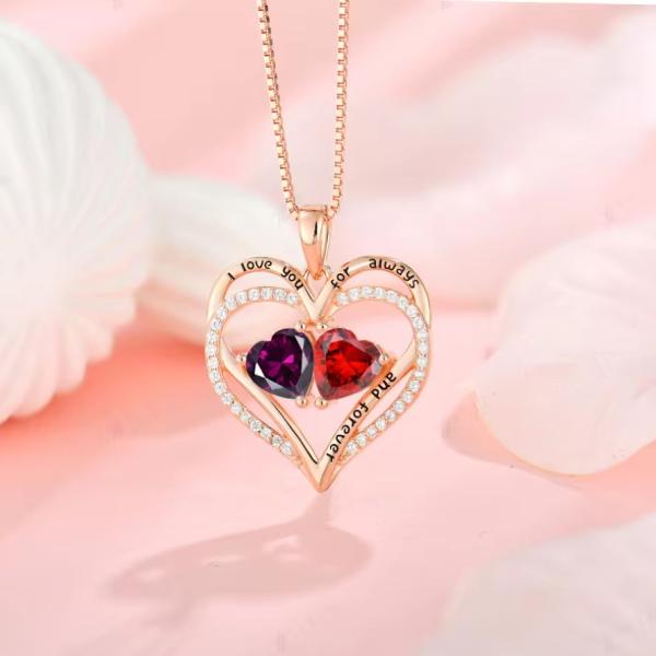 YASVITTI 925 Sterling Silver Eternal Love Heart Pendant Necklace Personalized Rose Gold Plated Crystals CZ Necklace