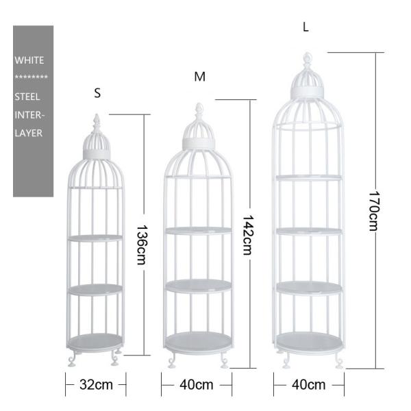 Interior Decoration Metal Display Racks And Stands Creative Bird Cage Shape Flower Shelf