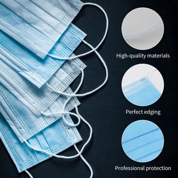 Surgical Non Woven Face Mask Earloop 3ply Odorless Breathable High BFE/PFE