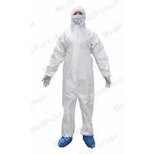 Knitted Cuff Chemical Protective Coveralls Acid Proof CE Certification  For Patient