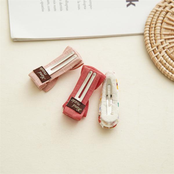 Floral solid color girls kids accessories fabric bow hairpin cute embroidery flower hairpin color 3 sets