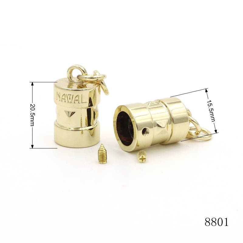 Round Rope End Stoppers Gold Plated Cord End Stoppers With Brand Logo