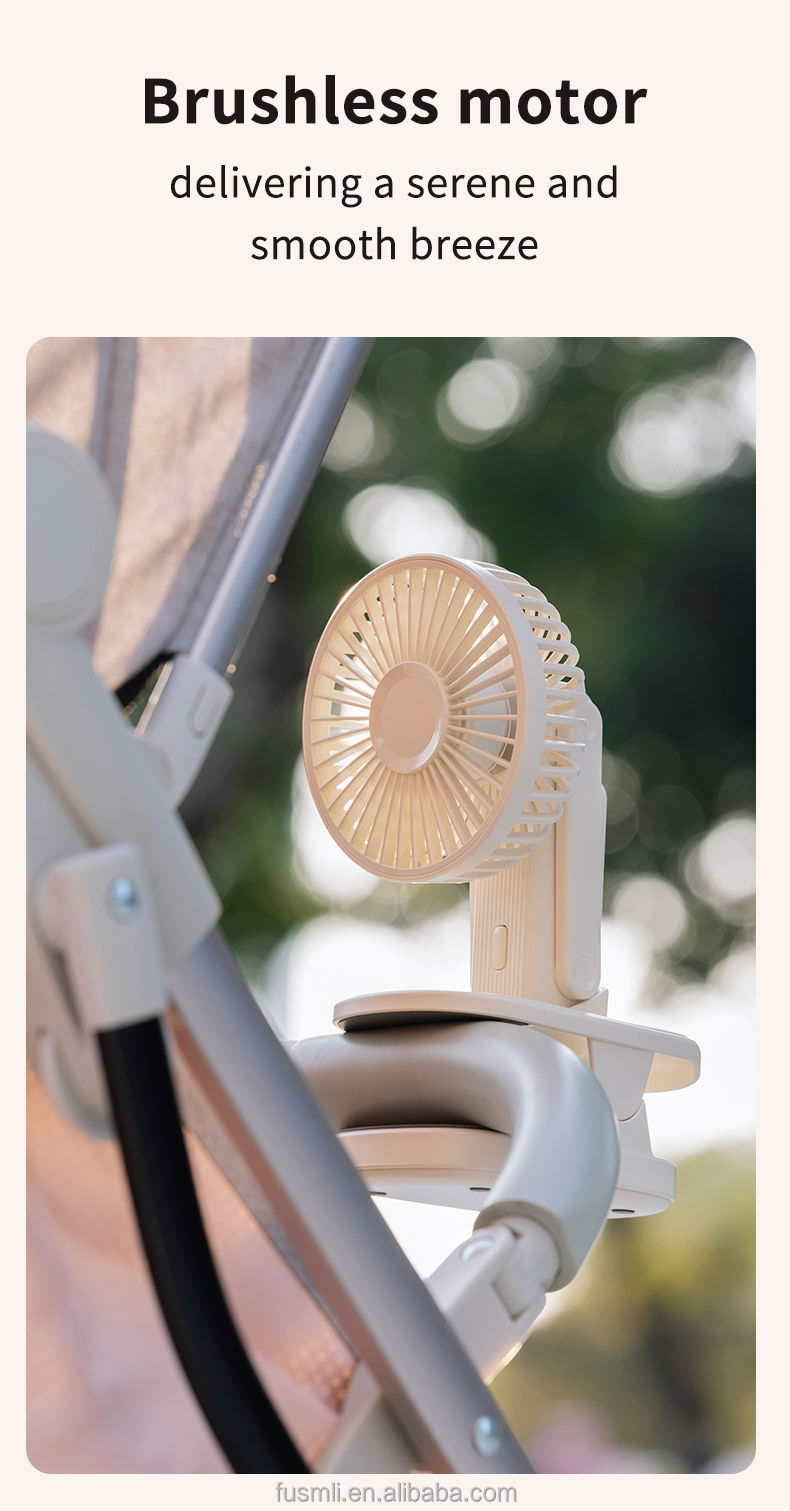 OEM/ODM Custom Factory Automatic Oscillating Handheld Clip-On Fan with Three-Speed Settings and Brushless Motor for Present