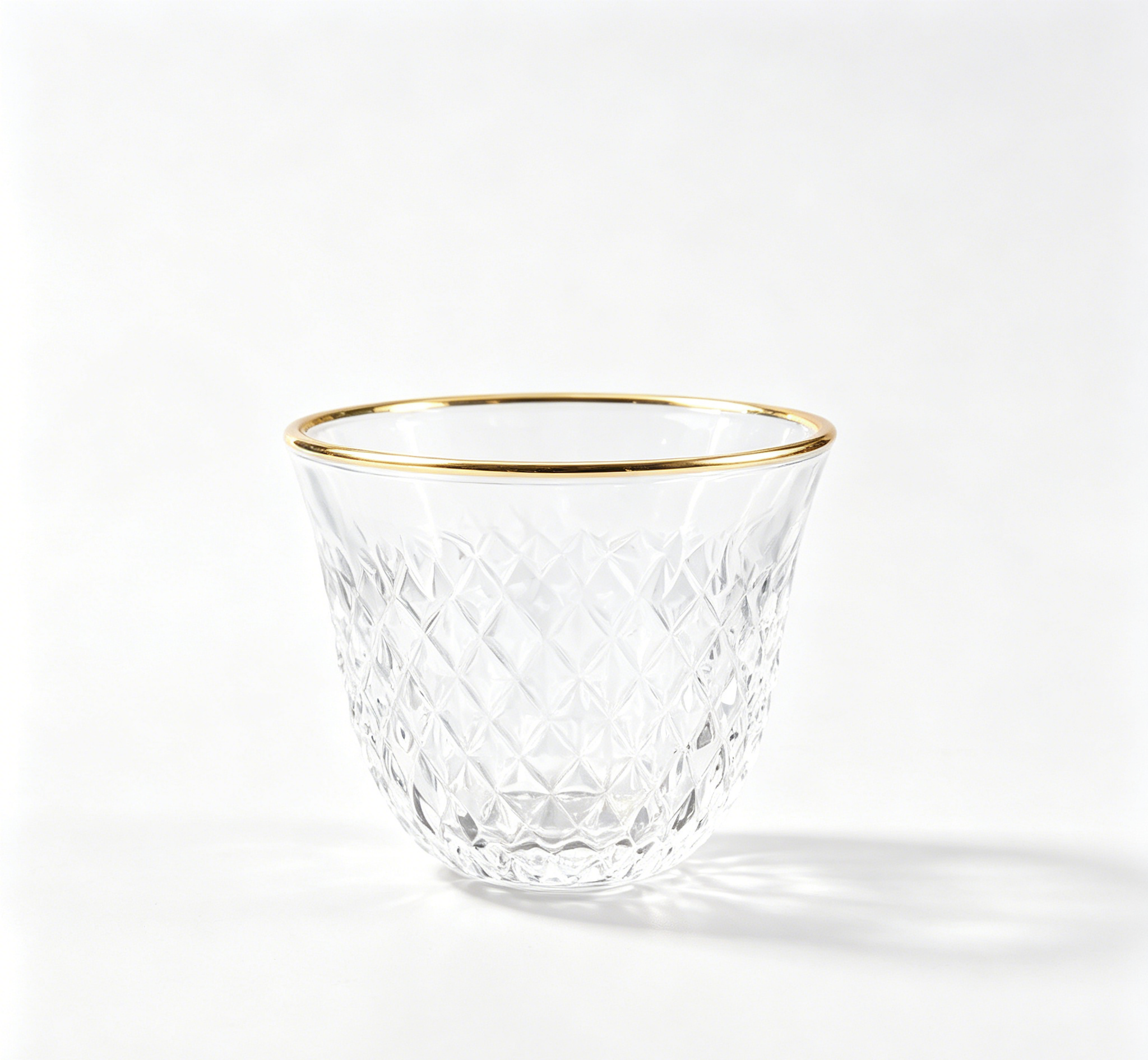 Factory Wholesale Customizable Gold Rim Embossed Glass Tea Cup Set 18PCS Glass Tea Cup Cawa Cup with Saucer Premium Quality Glassware