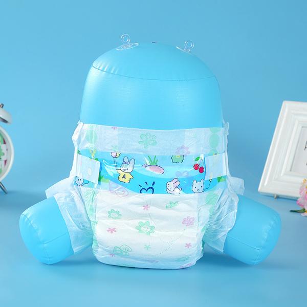 Printed Non Woven Topsheet Fluff Pulp Disposable Baby Diapers 3D Leak Protection