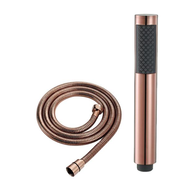 Stylish Round Rose Gold Copper Hand-Held Shower Head With Hose for Modern Bathrooms