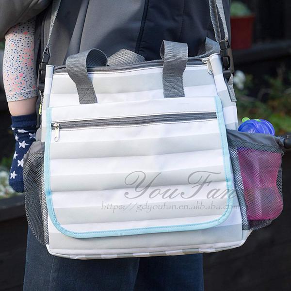 Stylish Grey Stripe Nappy Organizer Diaper Tote Bag