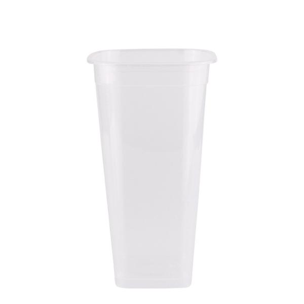 Injection square hard plastic fruit tea milktea clear disposable juice drink cup pp 500ml plastic cups