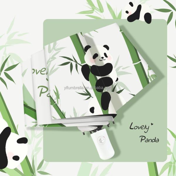 Fully-automatic Panda Design Umbrella for Children and Adults 3 Fold Auto Open Waterproof