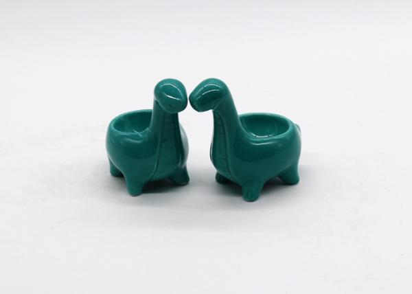 Blue Color Ceramic Candle Holders Dinosaur Shaped Ceramic Egg Holder Hand Printing