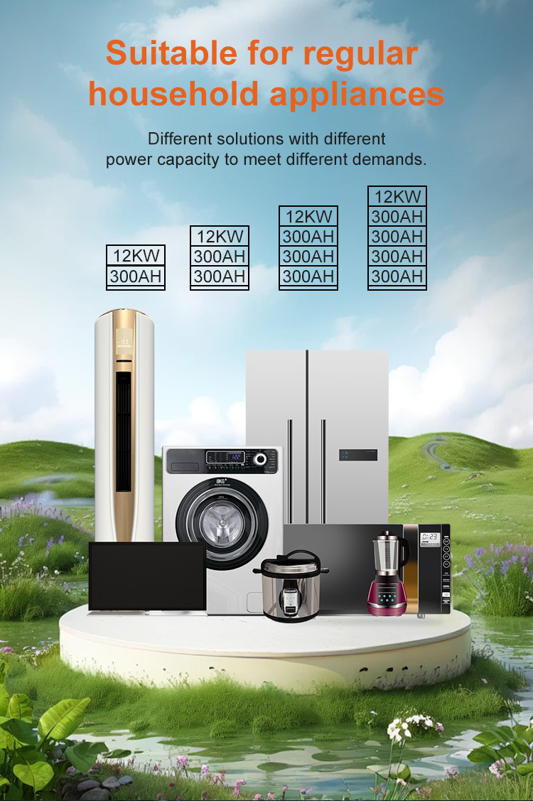 Horizontal Stacked Solar Storage System 12kW+300/600/900/1200Ah BMS MPPT  RS232/RS485/CAN