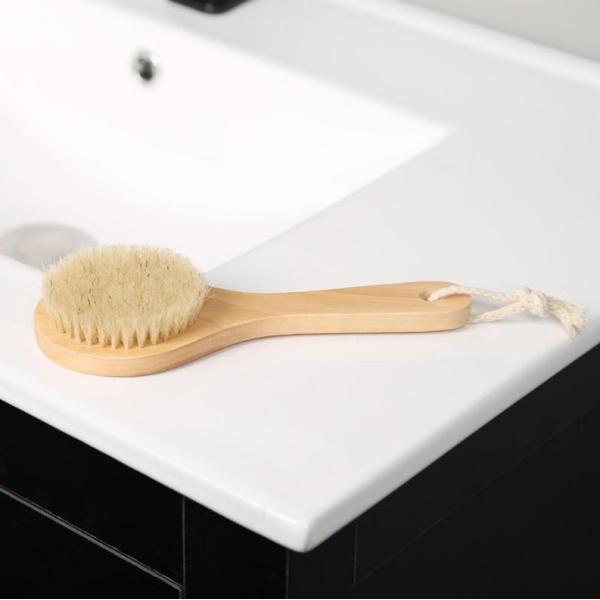 Soft Natural Bristle Bath Brush Exfoliating Wooden Body Massage Shower Brush