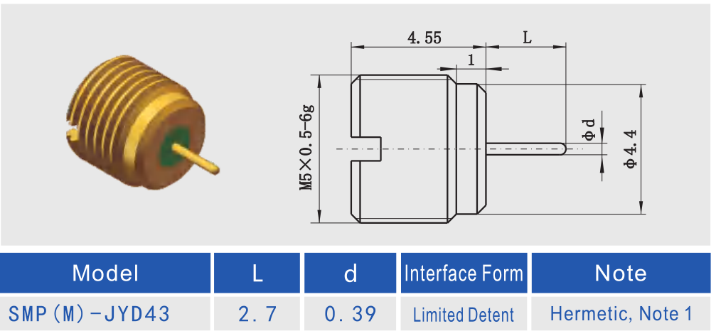 Hermetically Sealed SMP Male Limited Detent Bulkhead RF Plug Connector