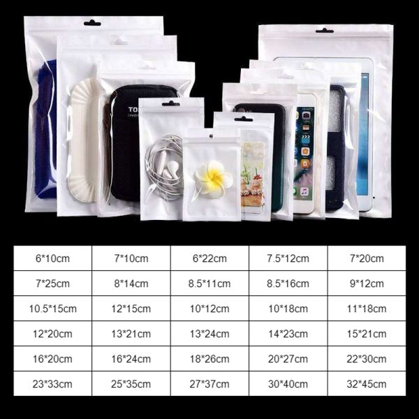 Custom Logo Plastic Bag Self-sealing Pearlized Zipper Pouch for Small Business Cosmetics Electronics Accessories Packaging Bag