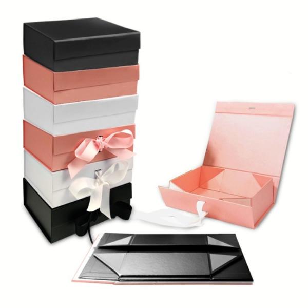 CMYK Recycled Gift Cardboard Folding Box With Magnetic Closure For Cosmetic Wig Shoe