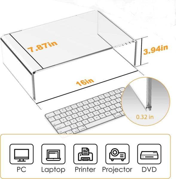 Acrylic Computer Riser With Drawers Monitor Monitor Keyboard Storage Laptop TV Screen Stand