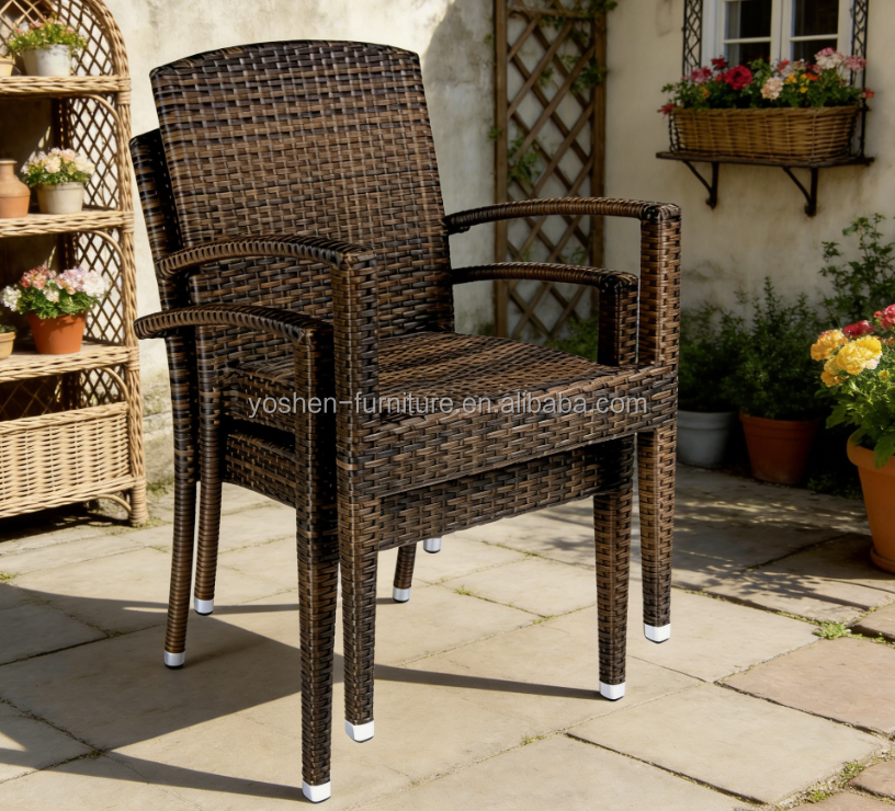 Waterproof UV Resist Aluminum Beach Chairs Wholesale Stackable  Deck Chair Wicker Plastic Ratan Chair