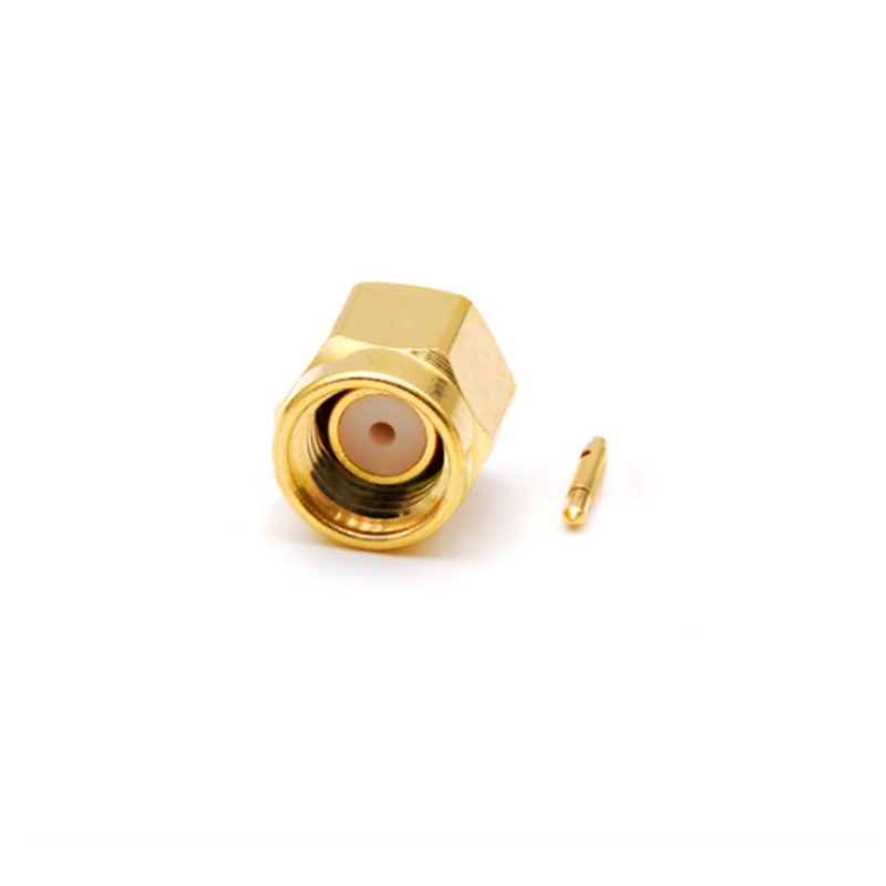 Gold Plated Brass SMA RF Connector with DC-6GHz Frequency Range and Right Angle Welded Design for RG405/086 Cable