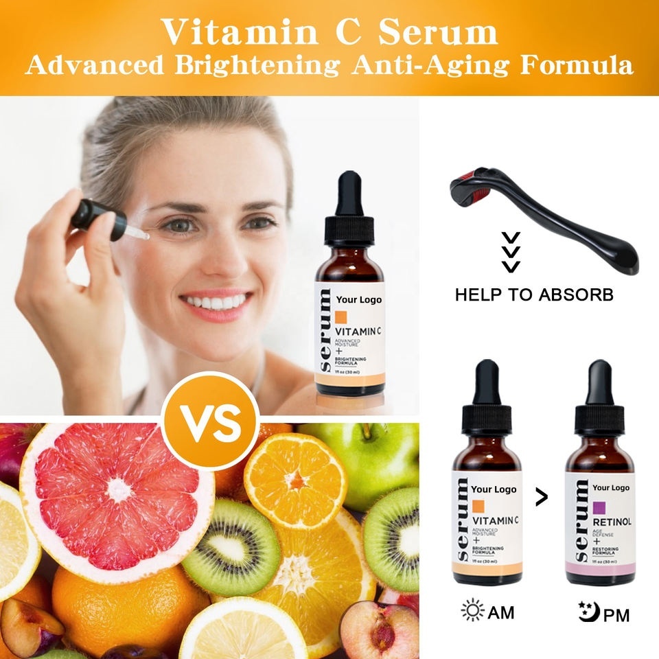 OEM ODM Private Label Organic Facial Skincare Retinol Anti-Aging Anti-Wrinkle Vitamin C Brightening Facial Serum Skincare Serum