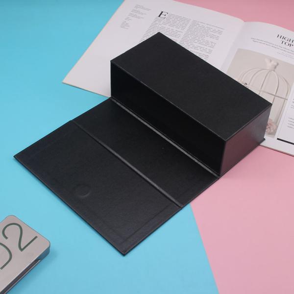 Empty Packaging Box Special Paper Magnetic Black Rectangular Flip Cover Paper Box Can Be Customized With Logo