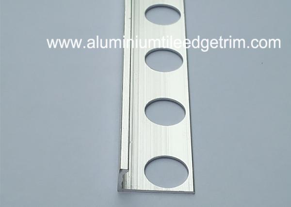 Brushed Silver Effect Aluminium Straight Edge Tile Trim For 6mm Ceramic Tile