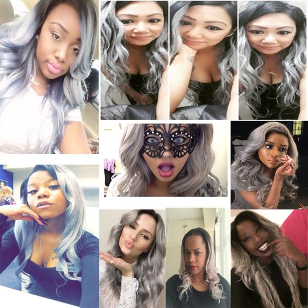Ombre 1b/Grey Human Hair Bundles with Closure Body Wave 3 Hair Bundles with Closure Remy Hair Extension