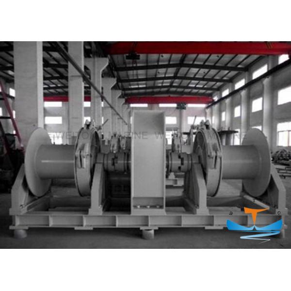Double Drum Diesel Engine Powered Winch , Hydraulic Mooring Winch For Heavy Lifting